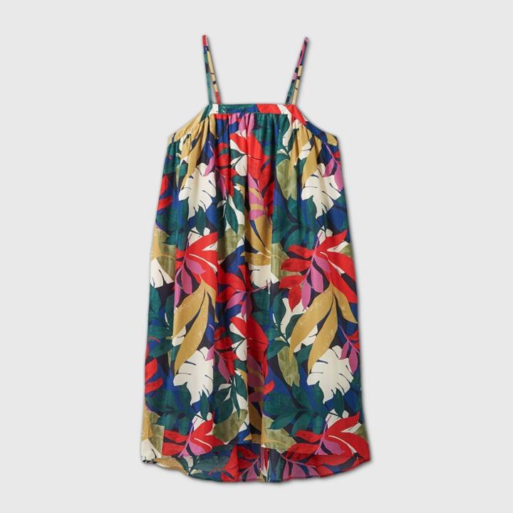 Women's Plus Size Floral Print Sleeveless Trapeze Dress - A New Day 1x,