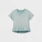 Girls' Drapey Peplum Short Sleeve Top - Art Class Blue