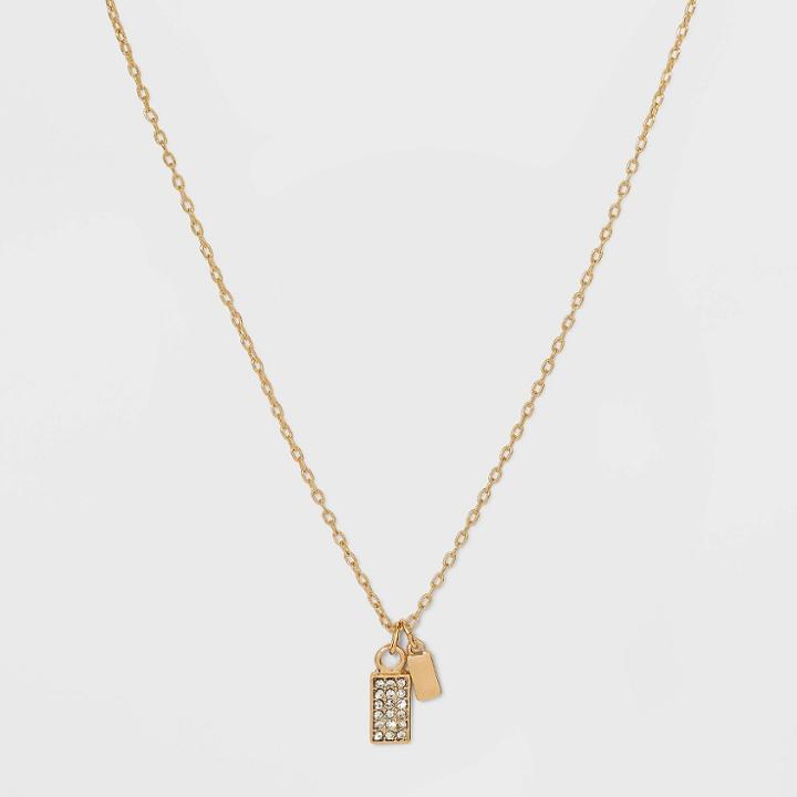 Stone And Square Charm Pendant Necklace - A New Day Gold