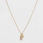 Stone And Square Charm Pendant Necklace - A New Day Gold