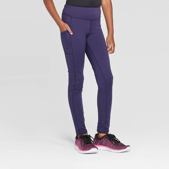 Girls' Jacquard Performance Leggings With Pockets - C9 Champion Blue