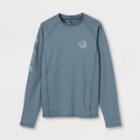Boys' Raglan Wave Print Long Sleeve Rash Guard Swim Shirt - Art Class Gray