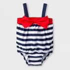 Baby Girls' Stripe Bubble One Piece Swimsuit - Cat & Jack Navy 3-6m, Girl's, Blue