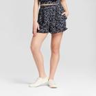 Women's Ruffle Floral Shorts - Xhilaration Navy (blue)/ Teal Floral