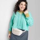 Women's Plus Size Cropped Hoodie - Wild Fable Aqua Blue Tie-dye