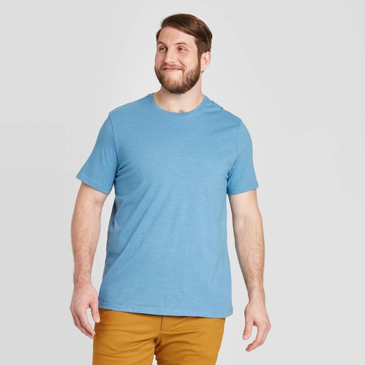 Men's Tall Standard Fit Short Sleeve Lyndale Crew Neck T-shirt - Goodfellow & Co Cyber Blue