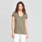 Women's Short Sleeve V-neck Monterey Pocket T-shirt - Universal Thread Olive (green)