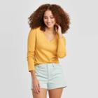 Women's Regular Fit Long Sleeve V-neck T-shirt - A New Day Yellow