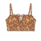 Juniors' Plus Size Smocked Ruffle Bandeau Bikini Top - Xhilaration Multi Floral Print X