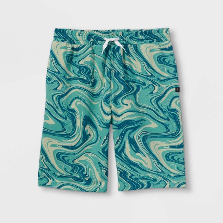 Boys' Marble Swirl Print Knit Pull-on Shorts - Art Class Teal