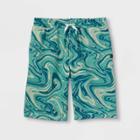 Boys' Marble Swirl Print Knit Pull-on Shorts - Art Class Teal