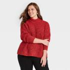 Women's Plus Size Mock Turtleneck Pullover Sweater - A New Day Red