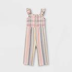 Toddler Girls' Smocked Striped Jumpsuit - Cat & Jack