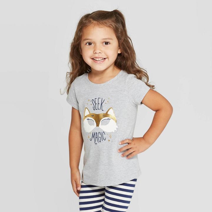 Petitetoddler Girls' Short Sleeve 'seek Magic' T-shirt - Cat & Jack Heather Gray 12m, Toddler Girl's