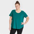 Women's Plus Size Short Sleeve Essential Relaxed Scoop Neck T-shirt - Ava & Viv Teal