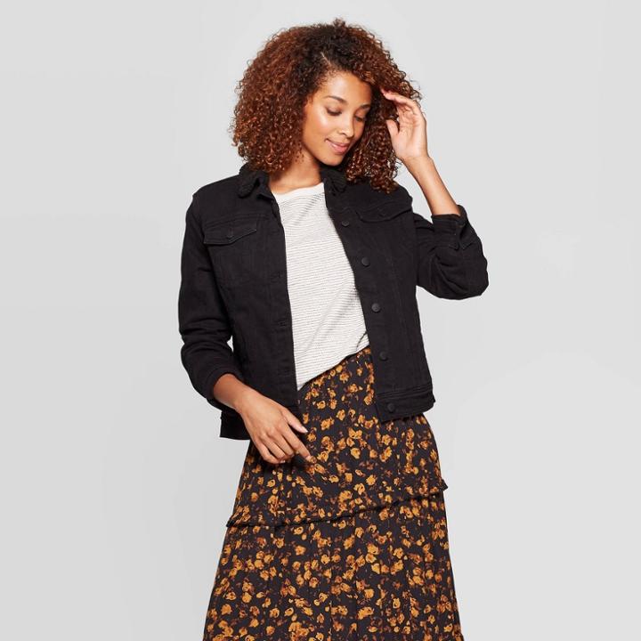 Women's Freeborn Sulpher Jean Jacket - Universal Thread Black S, Women's,