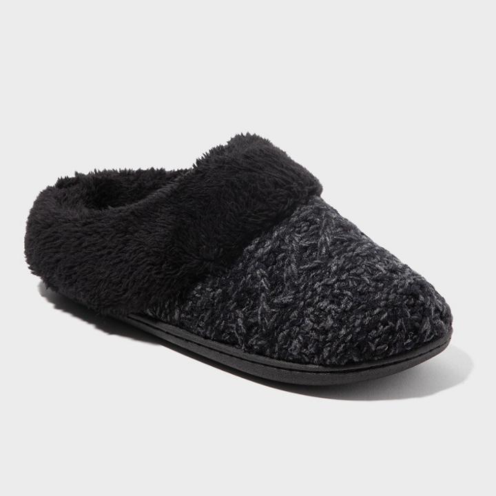 Women's Dluxe By Dearfoams Carol Knit Scuff Slippers - Black