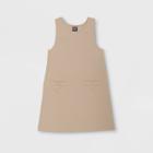 French Toast Girls' Knit Ponte Bow Pocket Uniform Jumper - Khaki