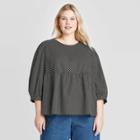 Women's Plus Size Polka Dot Balloon 3/4 Sleeve Blouse - Who What Wear Black 1x, Women's,