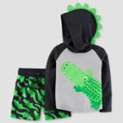 Toddler Boys' Alligator Rash Guard Set - Just One You Made By Carter's Gray