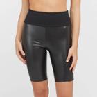 Assets By Spanx Women's Faux Leather Bike Shorts - Black