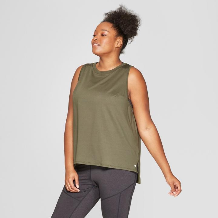 Target Women's Plus Size Muscle Tank Top - Joylab Deep Olive Green