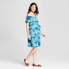 Maternity Tie Dye Off The Shoulder Dress - Macherie Teal Tie Dye
