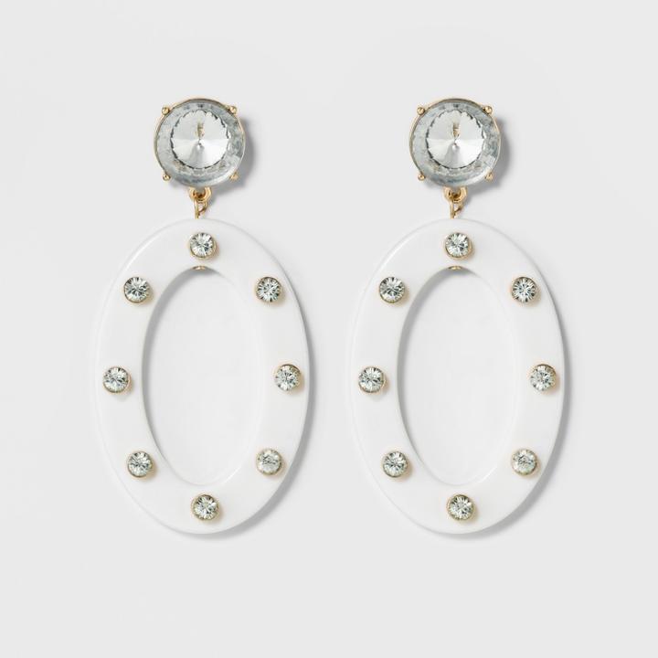 Sugarfix By Baublebar Octagonal Hoop Earrings With Crystal - White, Girl's
