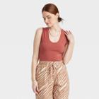Women's U-neck Slim Fit Tank Top - A New Day Rust