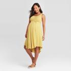 Maternity Striped Sleeveless Knit Bias Midi Dress - Isabel Maternity By Ingrid & Isabel Gold Xs, Women's, White Gold