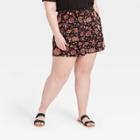 Women's Plus Size Shorts - Ava & Viv Brown Floral Print