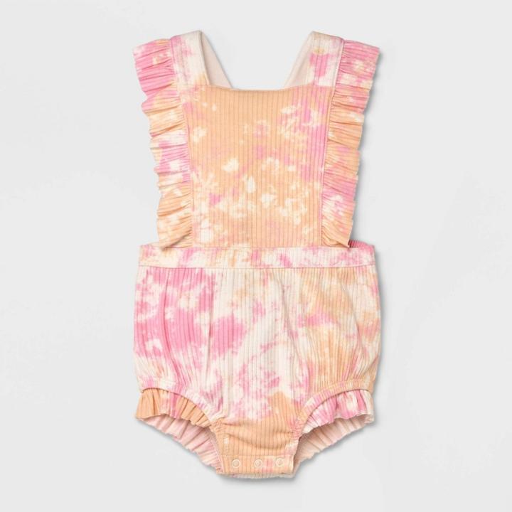 Baby Girls' Tie-dye Ruffle Romper - Cat & Jack Pink Newborn
