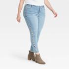 Women's Plus Size Mid-rise Embroidered Denim Ankle Pants - Knox Rose