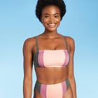 Juniors' Colorblock Bandeau Bikini Top - Xhilaration Multi D/dd Cup, Gray/pink/yellow
