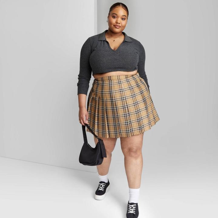 Women's Plus Size Long Sleeve Cozy Rib Tiny Polo T-shirt - Wild Fable Charcoal Gray