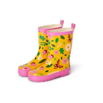 Kids' Butterfly Garden Rain Boots Yellow L - Kid Made Modern, Kids Unisex