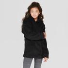Girls' Long Sleeve Plush Hoodie - Art Class Black