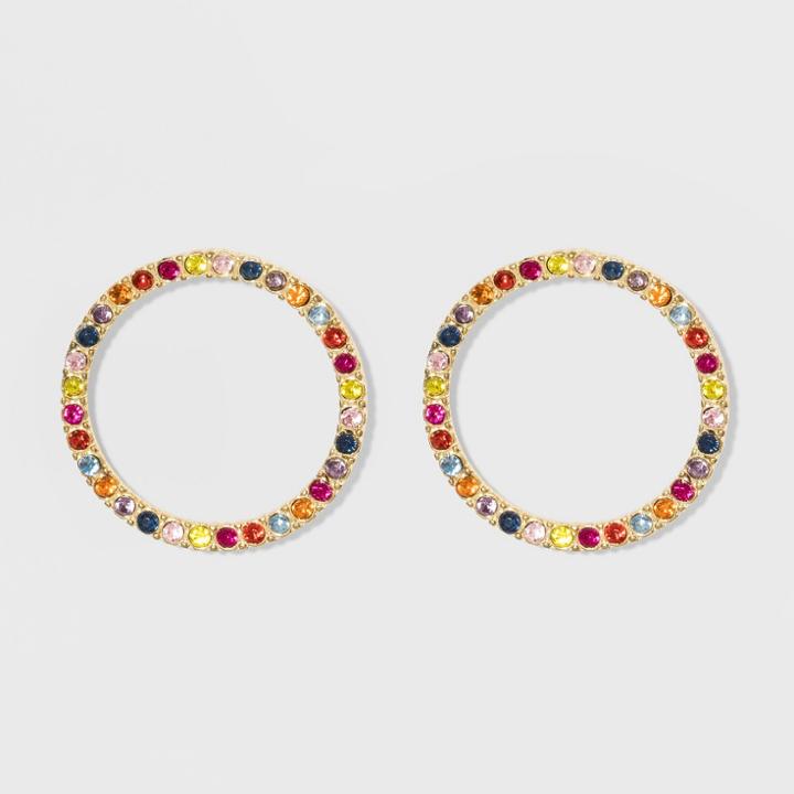 Sugarfix By Baublebar Colorful Crystal Hoop Earrings - Rainbow, Girl's