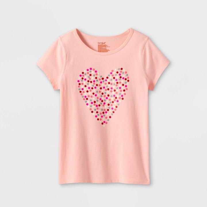 Girls' Adaptive Valentines Day Short Sleeve T-shirt - Cat & Jack Pink