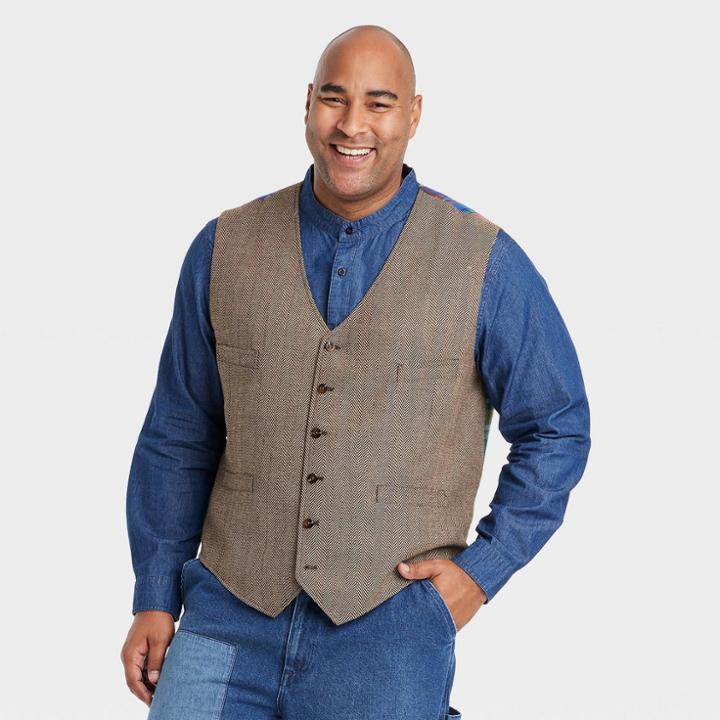 Houston White Adult Plus Size Suit Vest - Brown