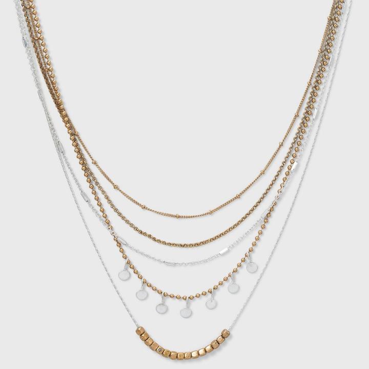 Cube Beads And Disc Layered Necklace - Universal Thread