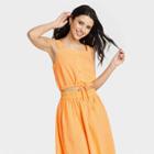 Women's Tie-front Apron Tank Top - A New Day Orange