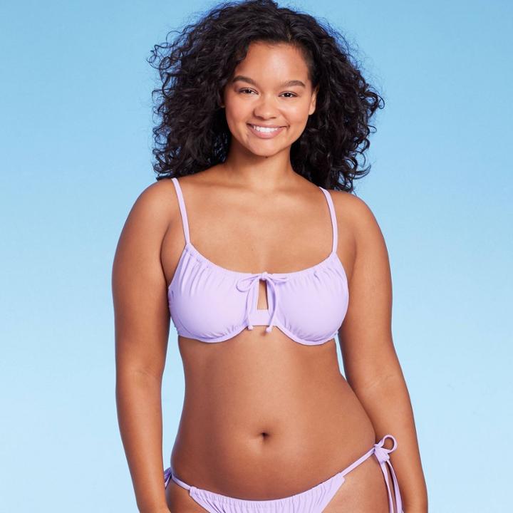 Women's Shirred Underwire Bikini Top - Wild Fable Light Purple