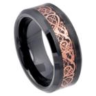 Journee Collection Men's Daxx Ceramic Band With Celtic Dragon Inlay - Black