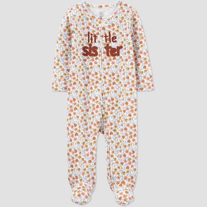 Carter's Just One You Baby Girls' Little Sister Interlock Footed Pajama - Rust