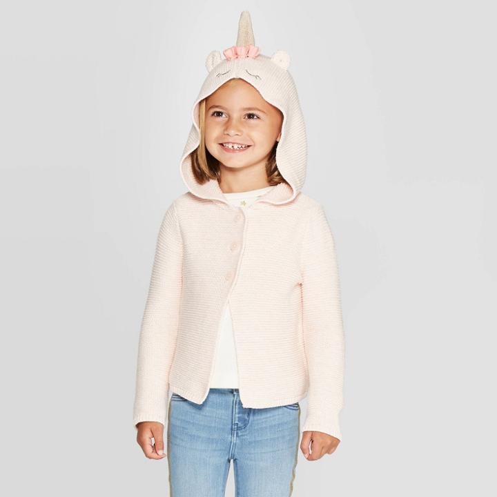 Oshkosh B'gosh Toddler Girls' Unicorn Hooded Cardigan - 12m, Toddler Girl's, White