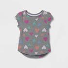 Toddler Girls' Heart Short Sleeve T-shirt - Cat & Jack 12m, Blue/gray/green