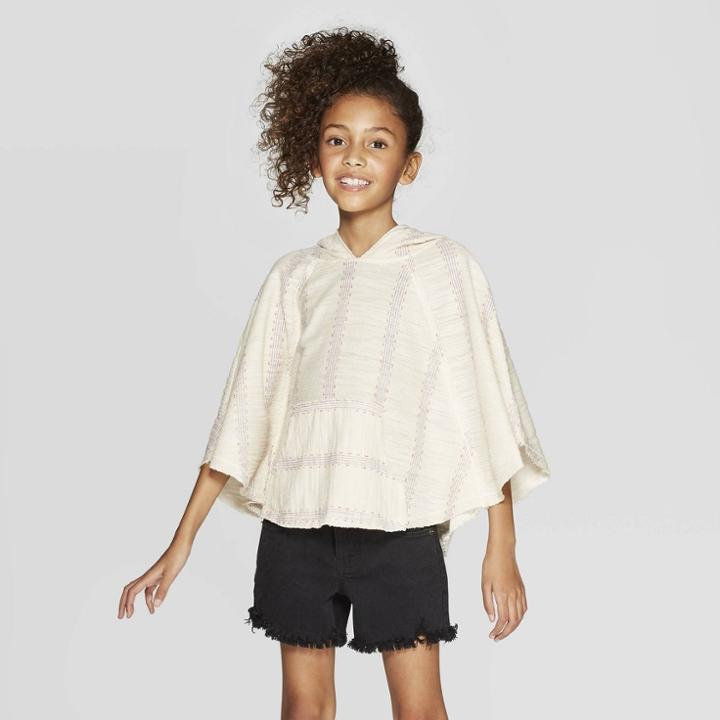 Girls' Hooded Poncho - Art Class White