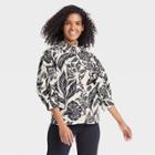 Women's Puff Elbow Sleeve Button-down Shirt - Who What Wear Cream Floral Xs, Ivory Floral
