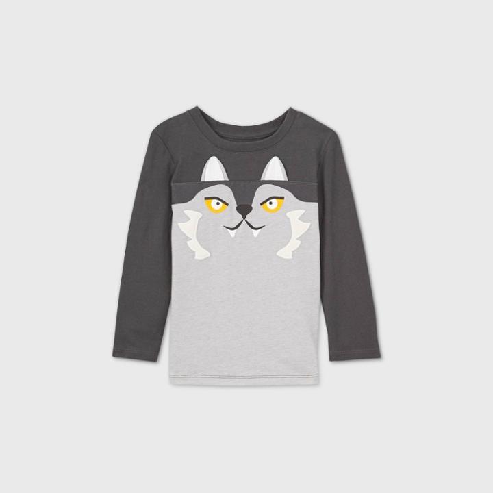 Toddler Boys' Long Sleeve Werewolf T-shirt - Cat & Jack Gray